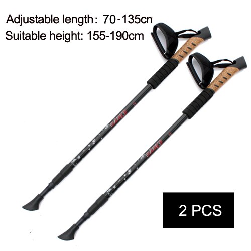 1/ 2 stk stavgangstaver teleskopiske stafettpinner trekkingstaver ultra turstaver med gummispisser justerbare bånd: 2 stk sortere