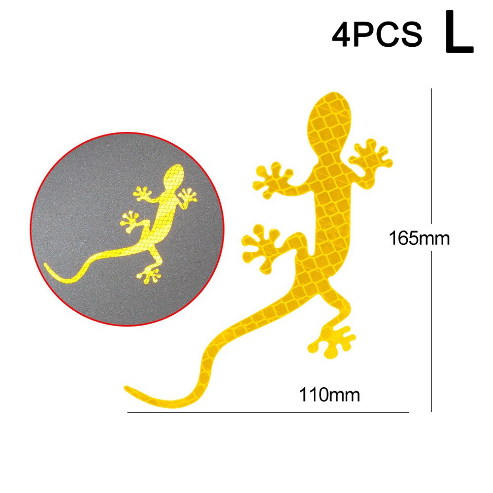 Auto Reflektierende Streifen Gecko Form Warnband Reflektor Aufkleber Decals Mark für Nacht Fahren B2Cshop: yellow  L  4pcs