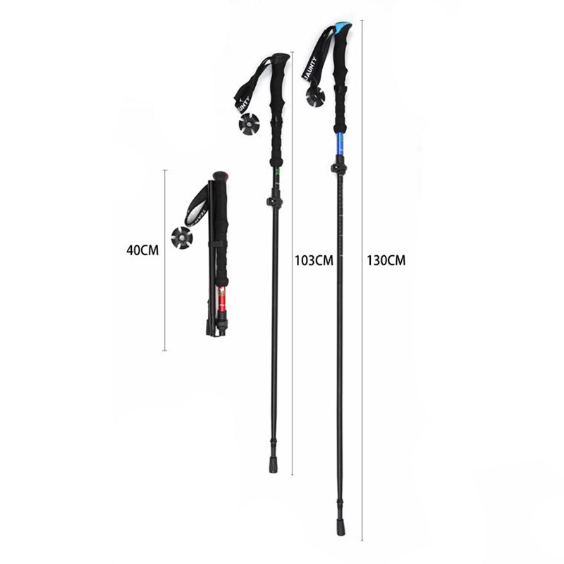 4 knop evn håndtak justerbar sammenleggbar ultralett karbonfiber hurtiglås trekking staver turstang gangstokk