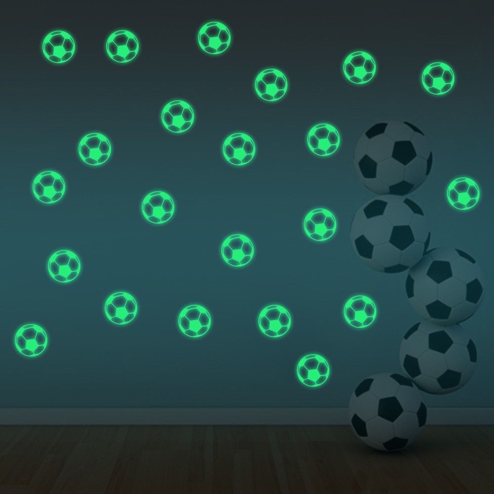 12 stk sett nattglød fotball mønster wallstickers hjemmeinnredning selvlysende wallsticker