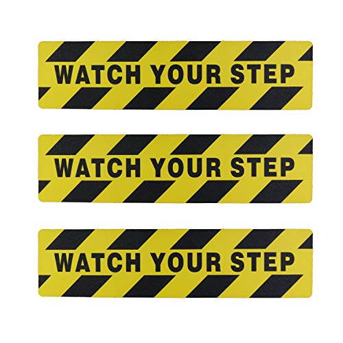 3 Pcs Watch Your Step Warning Sticker Adhesive Tape Anti Slip Abrasive Tape for Workplace Safety Wet Floor Caution