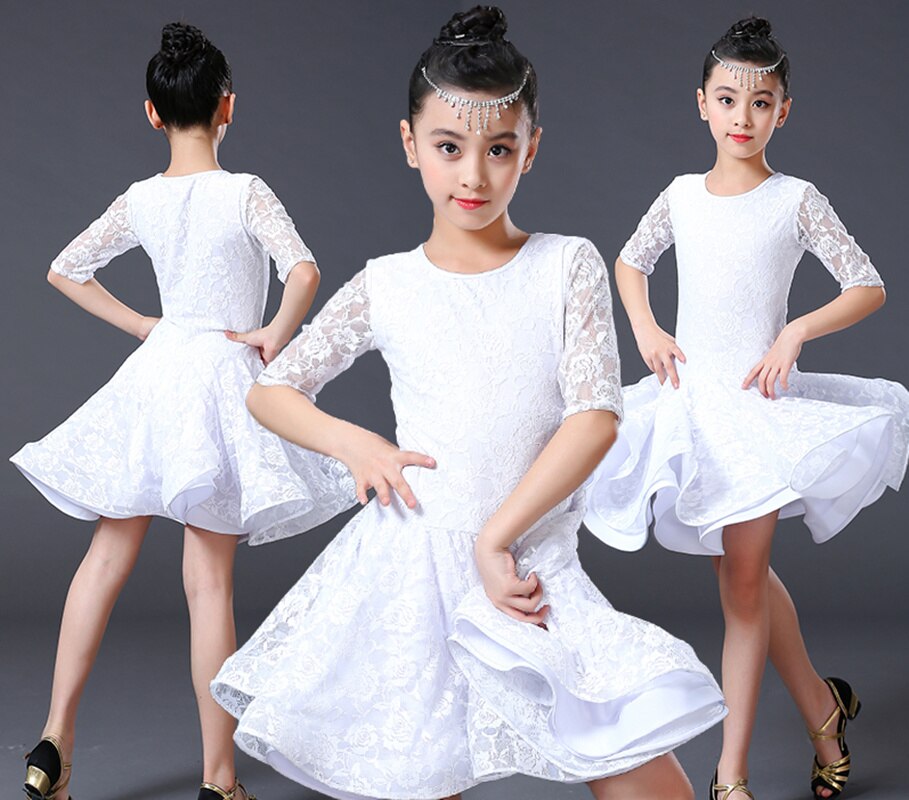 Girls Latin dancing dress Kids Ballroom Salsa Dance wear clothing Children's Competitions Latin Stage wear clothes