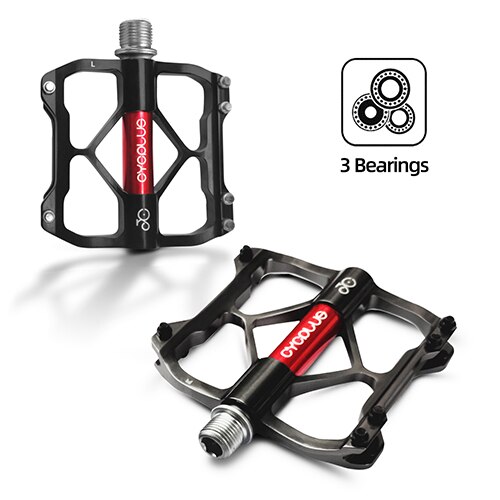 Cycplus pedaler bicicleta mtb tilbehør sykkelpedaler terrengsykkel 3 lagre vtt tilbehør sykkeldeler pedal: Svart