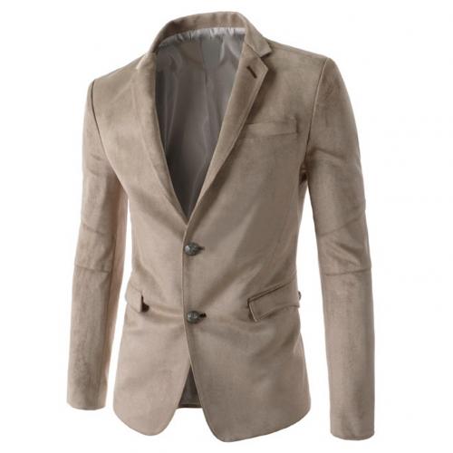 Men's Blazer - Single Breasted Notched Lapel - Casual Long Sleeve Suit Jacket: Beige / L
