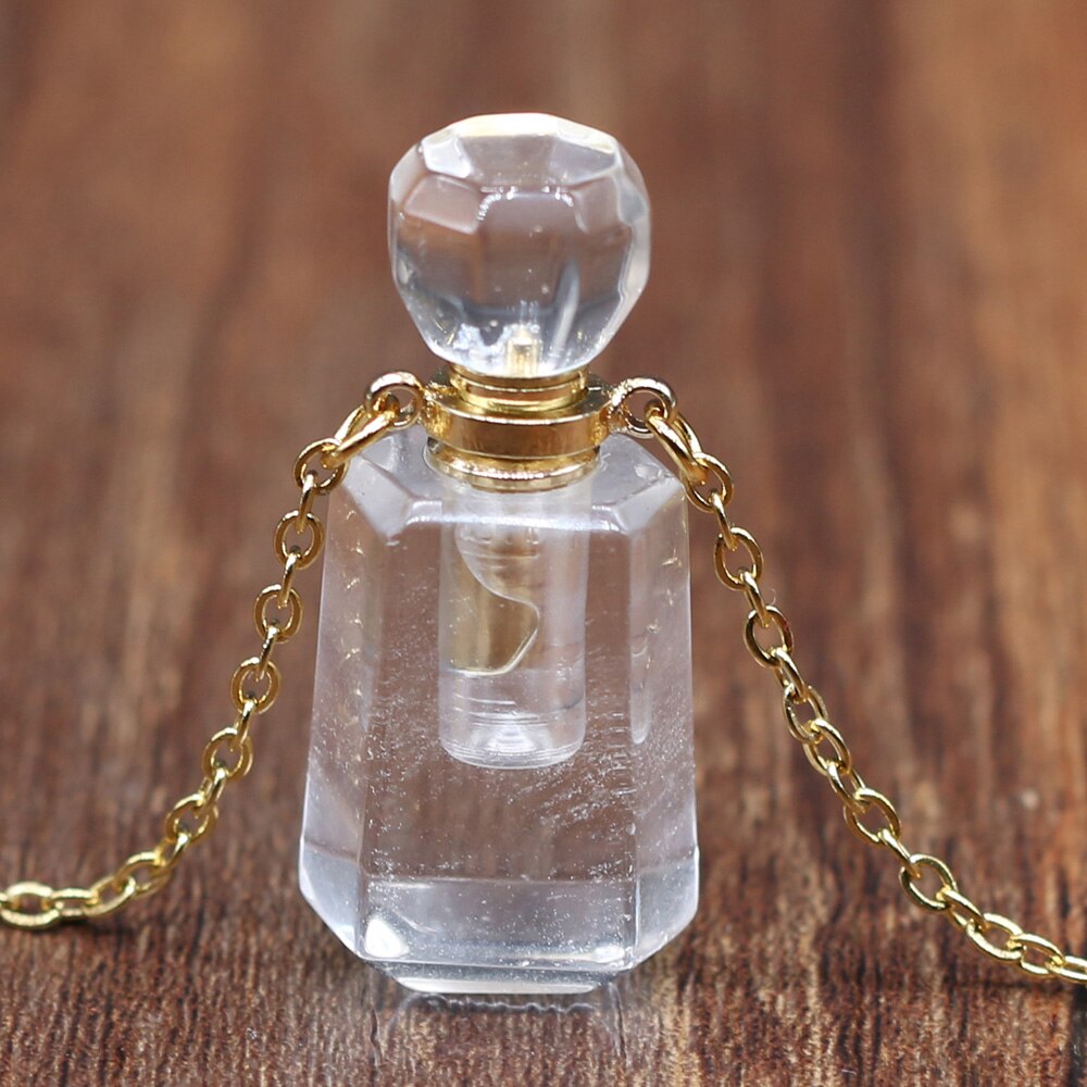 Collane di ametiste del pendente del diffusore dell'olio essenziale della collana della bottiglia di profumo della pietra preziosa naturale per il regalo all'ingrosso dei gioielli delle donne: Clear Quartz