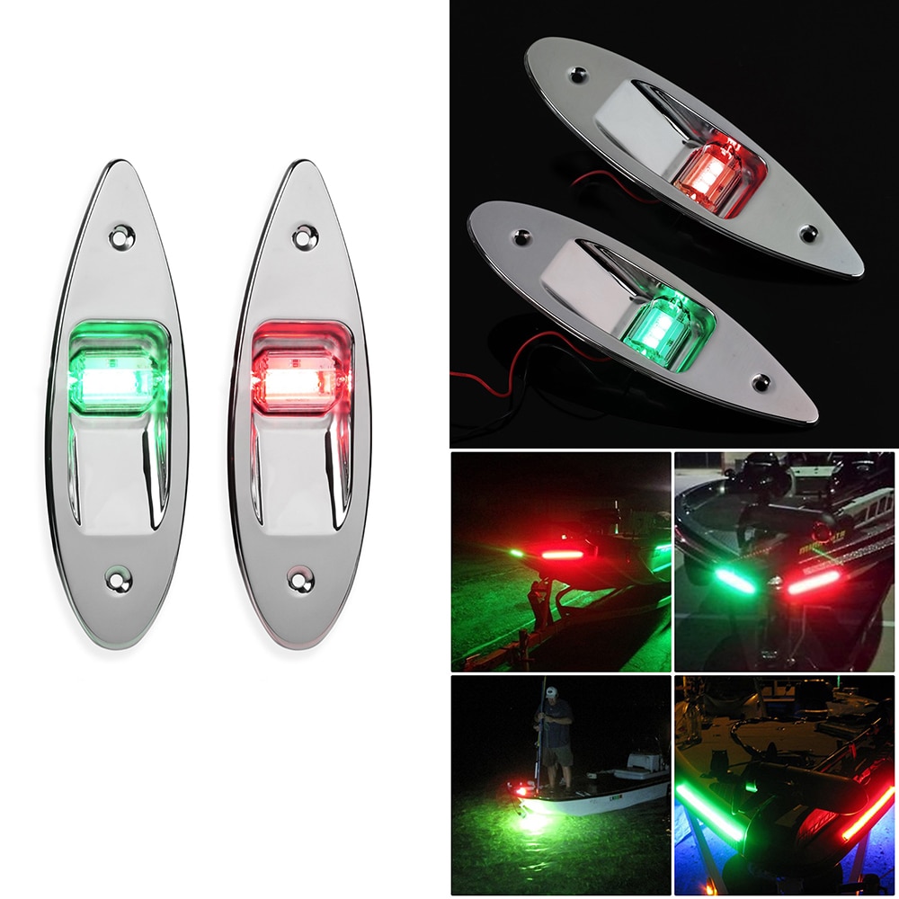 1 Paar Marine Boot Side Navigatie Licht Rood Groen Led Rvs Waterdichte Boot Signaal Lamp Navigatie Waarschuwingslampje