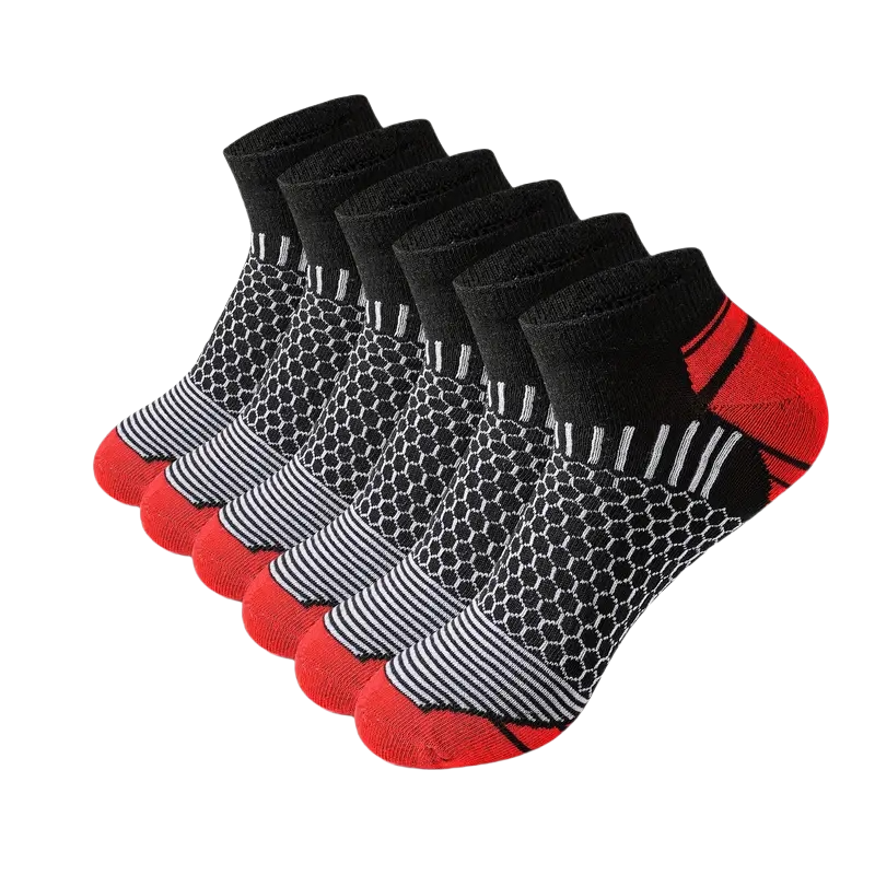 6/12 par fargerike herresokker med lavt badekar, komfortable høstsokker, klassiske svarte forretningssokker, høye, korte herresokker: Rød blå