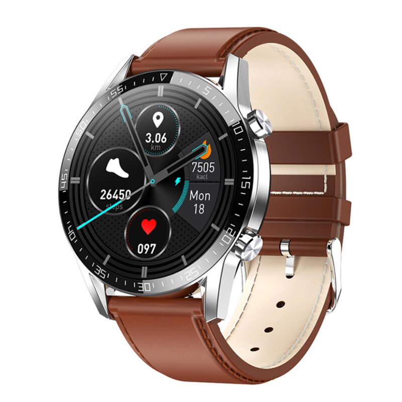 Timewolf Relo IP68 Smartwatch Voor Android Ios Telefoon: Brown leather
