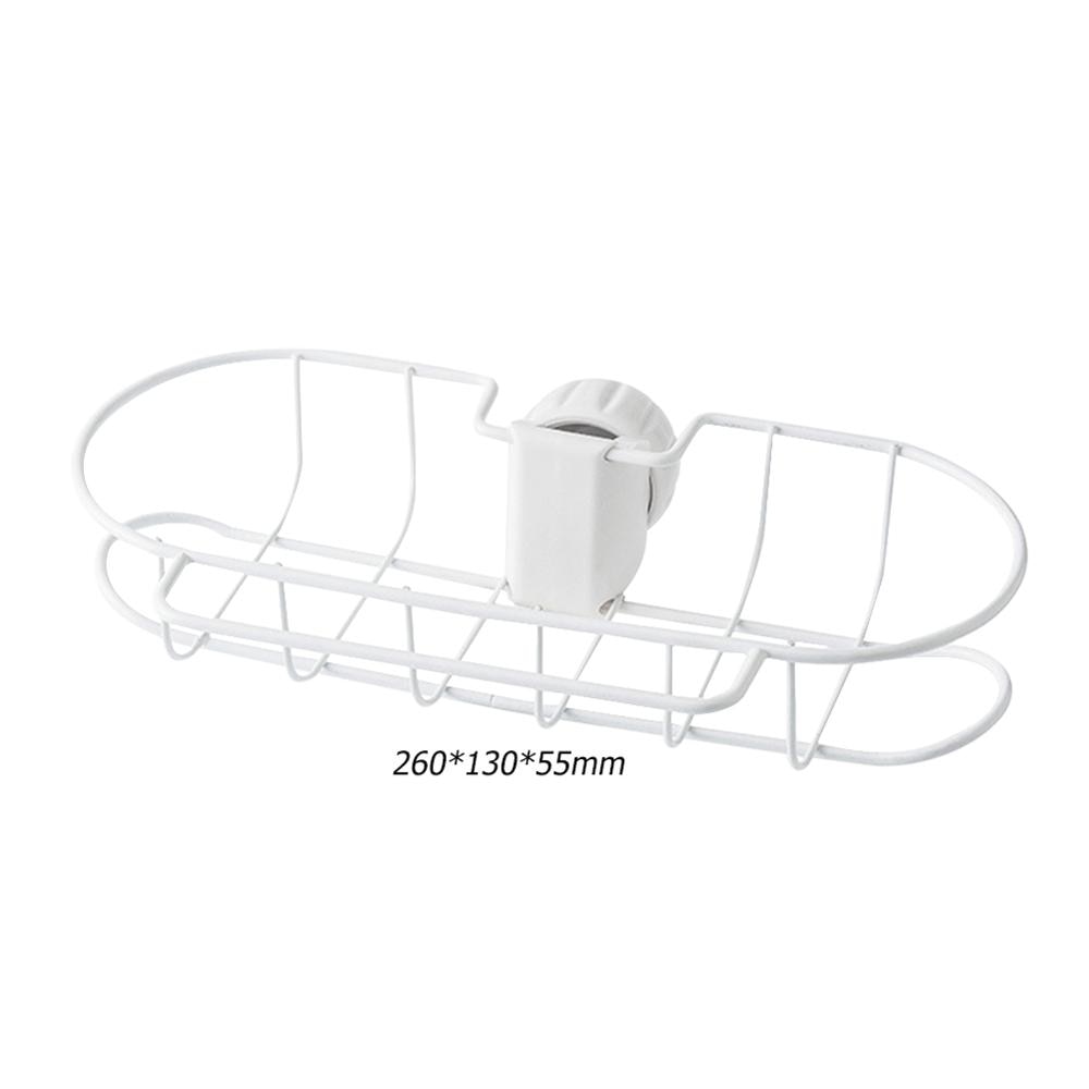 Stainless Steel Faucet Drain Hanging Rack faucet shelf sponge dish cloth finishing rack Bathroom Kitchen Sponge Organizer: white B