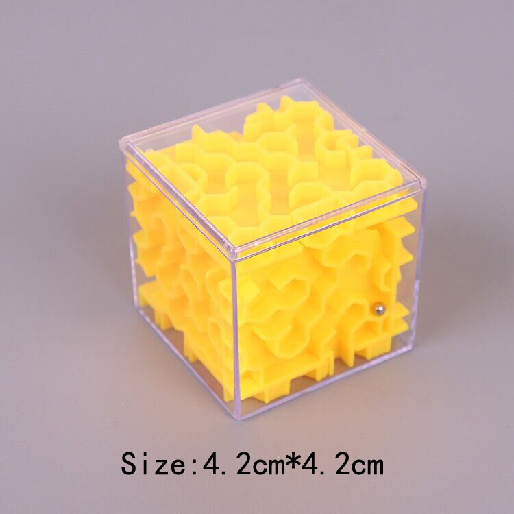 Speelgoed Voor Tieners 3D Doolhof Magische Kubus Puzzel Transparante Zeskantige Speed Cube Rollende Bal Game Cubos Doolhof Kinderen educatief: Yellow 4.2CM