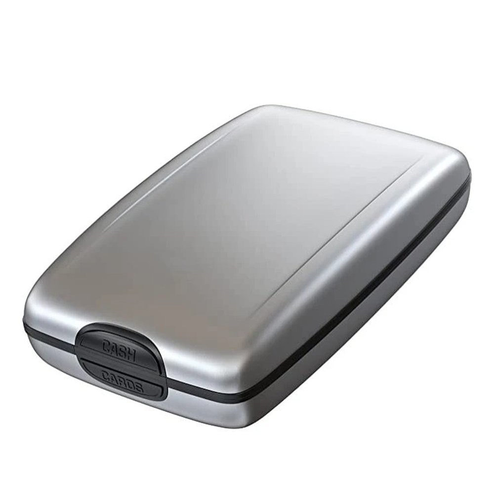 1 Pc Hommes En Aluminium Porte Carte Bancaire Blocage Étui Rigide Portefeuille Solide Carte de Crédit Anti-rfid Numérisation carte de protection Boîte De Support Décontracté: 2 silver