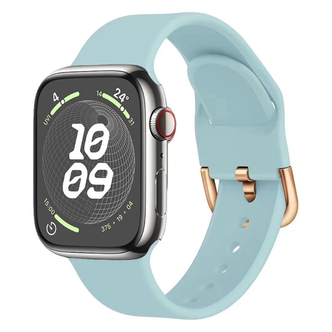 Bracelet en Silicone pour Apple Watch Ultra 2 49mm 10 9 8 7 46mm 45mm 41mm, boucle de couleur pour IWatch 6 5 4 3 SE 44mm 42mm 40mm: Blue White / 12mm