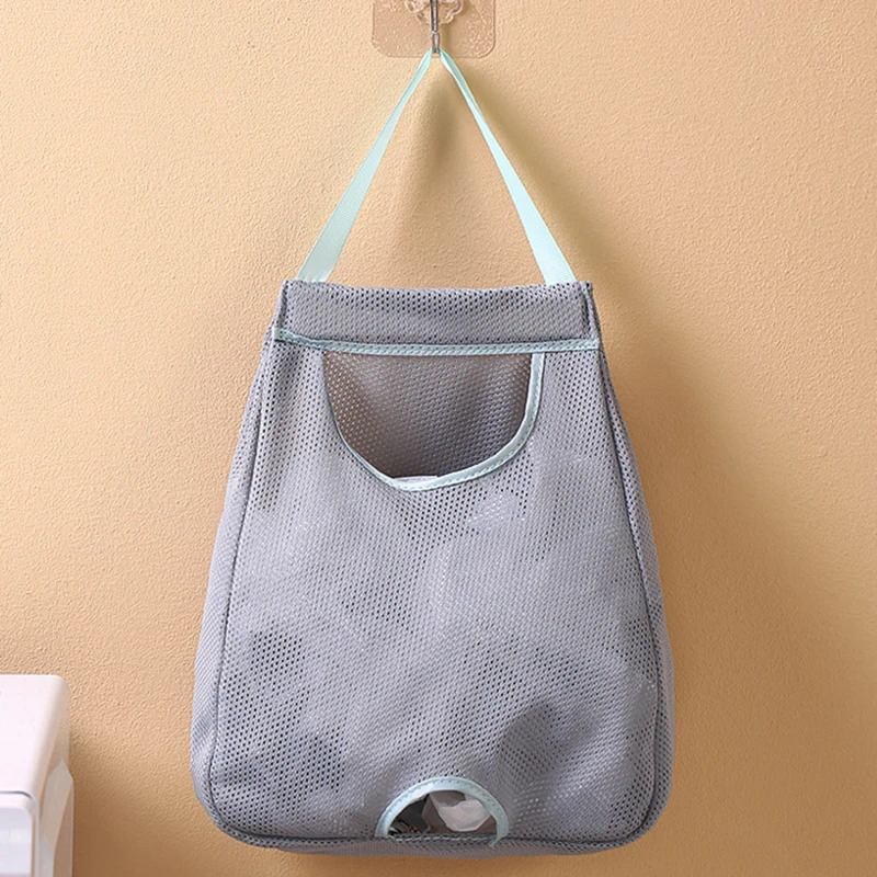 Garbage Bag Storage Box For Plastic Bag Wall Hanging Bag Washable Mesh Storage Bags Plastic Bag Holder Dispenser Kitchen Tools: light yellow