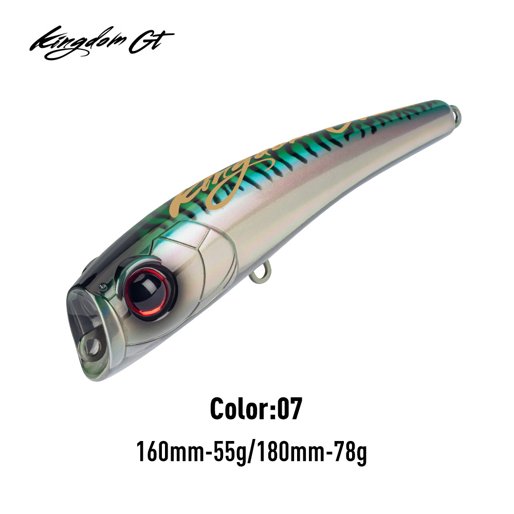 Kingdom sea fishing drag topwater popper 55g 78g 160mm 180mm flytande wobbler konstgjort hårt bete för havs tonfisk gt fiskedrag: 150mm / Korallröd