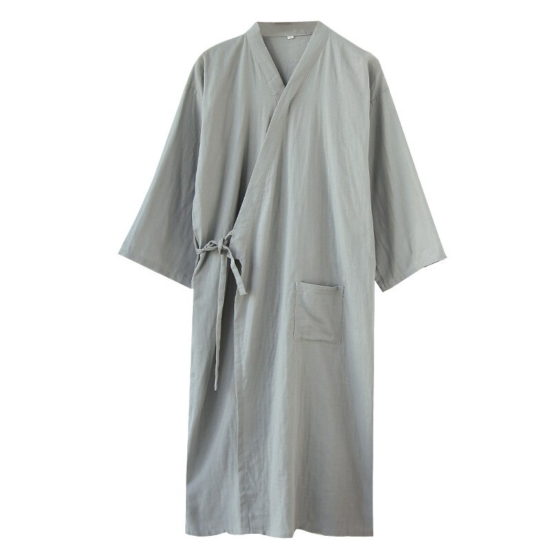 Kimono japonais Long pour homme, chemise de nuit légère et respirante, ample, collection printemps-automne: GRAY / M
