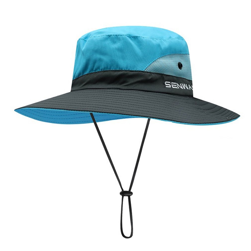 Hat summer outdoor sun hat UV protection sun protection travel cap mountaineering couple fishing sun hat: Blue