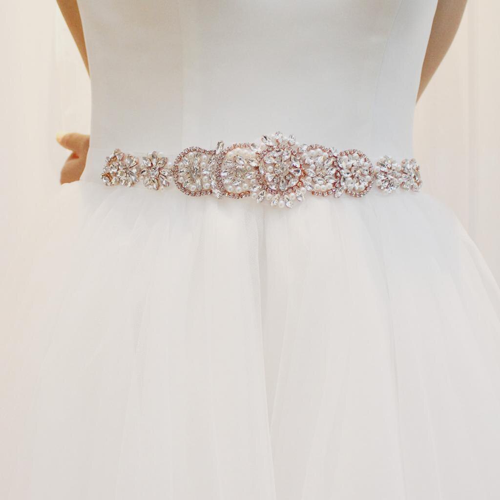 Rhinestone Pearl Bridal Wedding Dress Belt Diamante Sash Beaded Female Dress