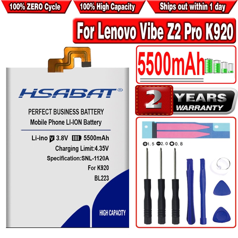 Hsabat BL223 5500 Mah Batterij Voor Lenovo Vibe Z2 Pro K920 K80 K80M K7