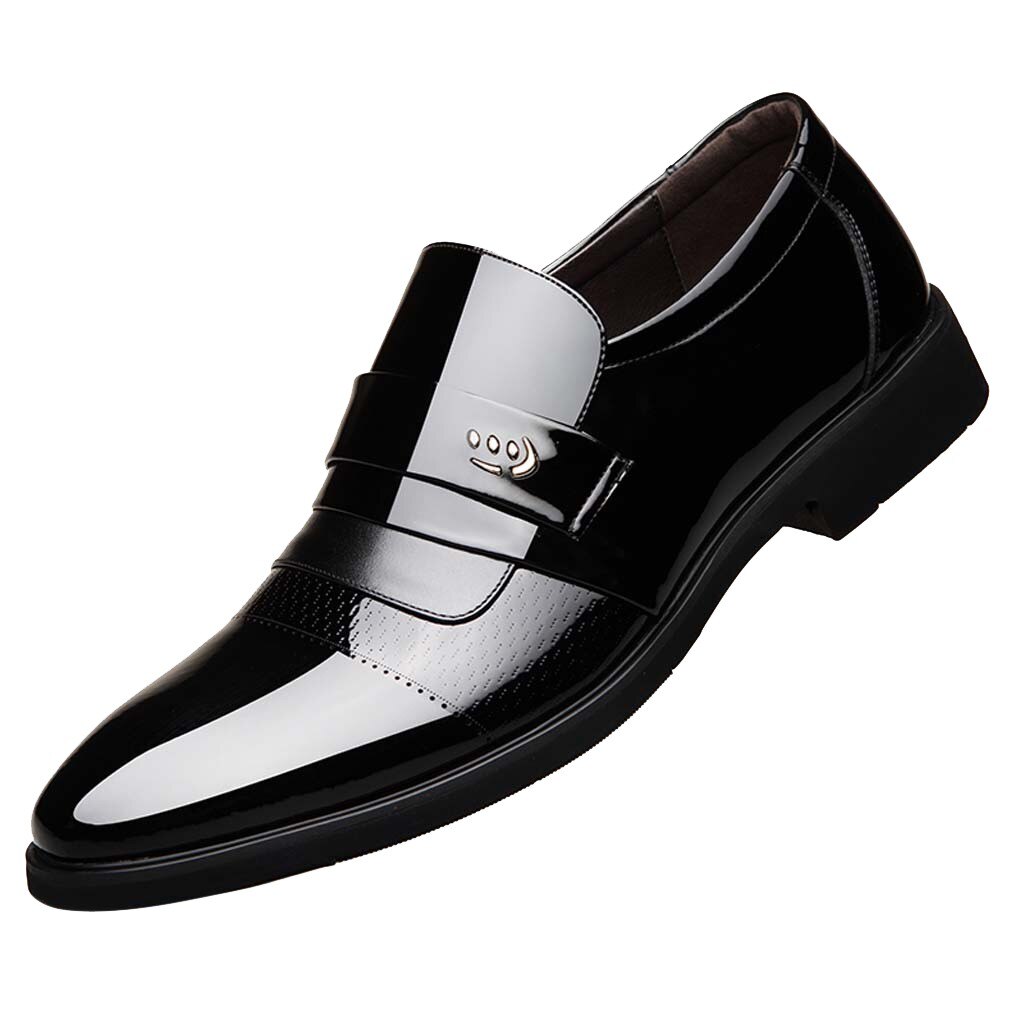 Männer der Patent Leder Kleid Schuhe Luxus Mann Hochzeit Schuhe Spitz Business Büroarbeit Schuhe Größe 39-44: Black / 39
