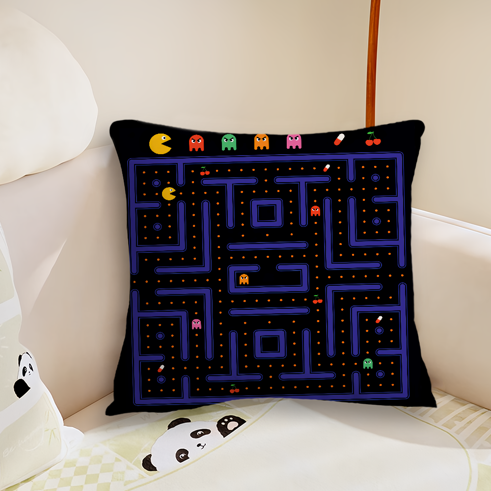 Funda de cojín con temática de juego, cómoda y suave, para sofá, sala de juegos, decorativa, lavable a máquina, para niños: 500 mm x 500 mm / Marfíl