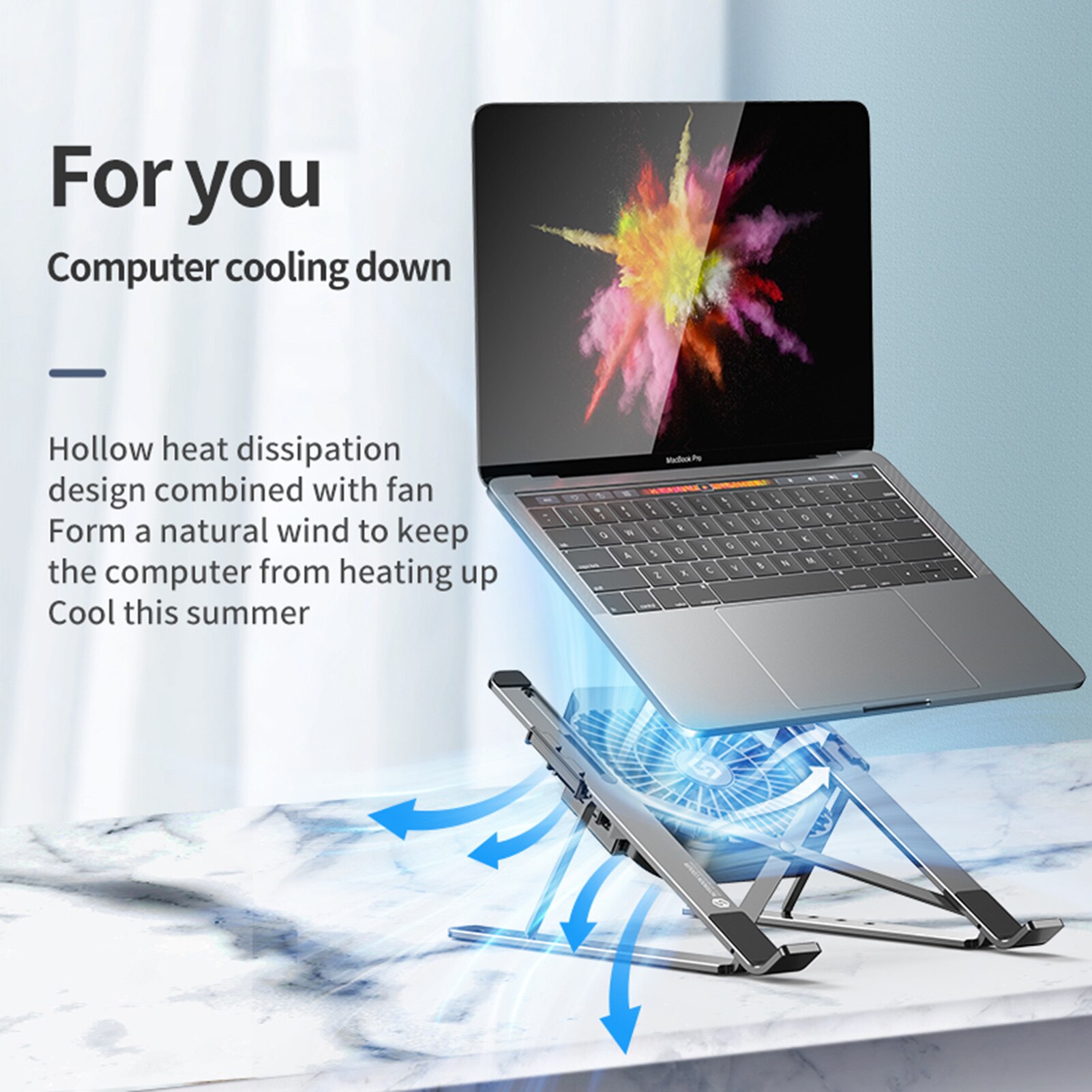Foldable Desktop Laptop tablet Stand With Cooling Fan Heat Dissipation For HP DELL MacBook Air Pro Stand Notebook Holder Cooler