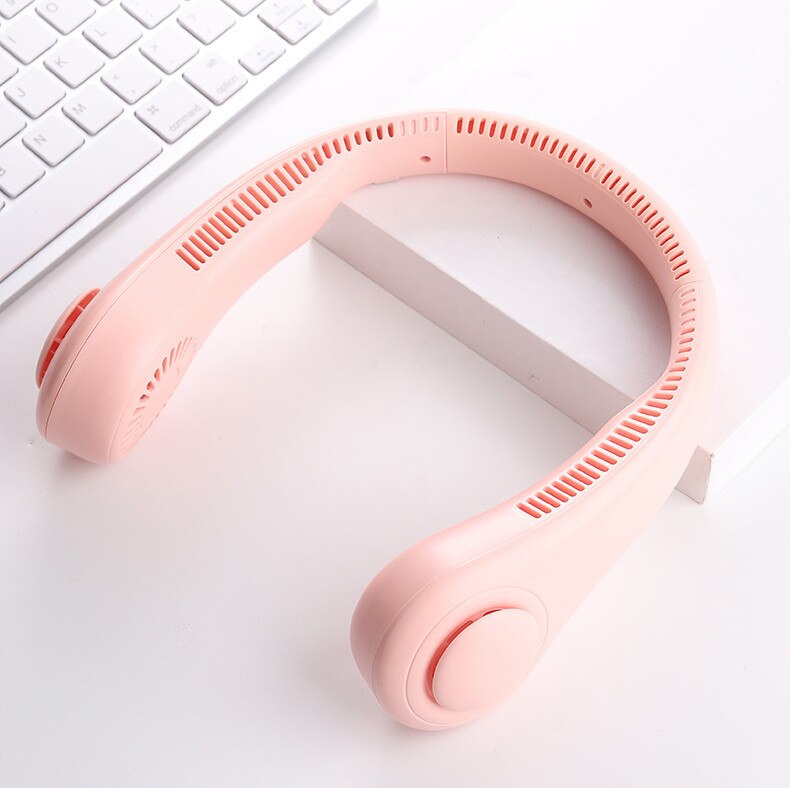 Wearable hanging neck fan sports fan lazy portable mini fan leafless USB mini hanging neck silent electric fan