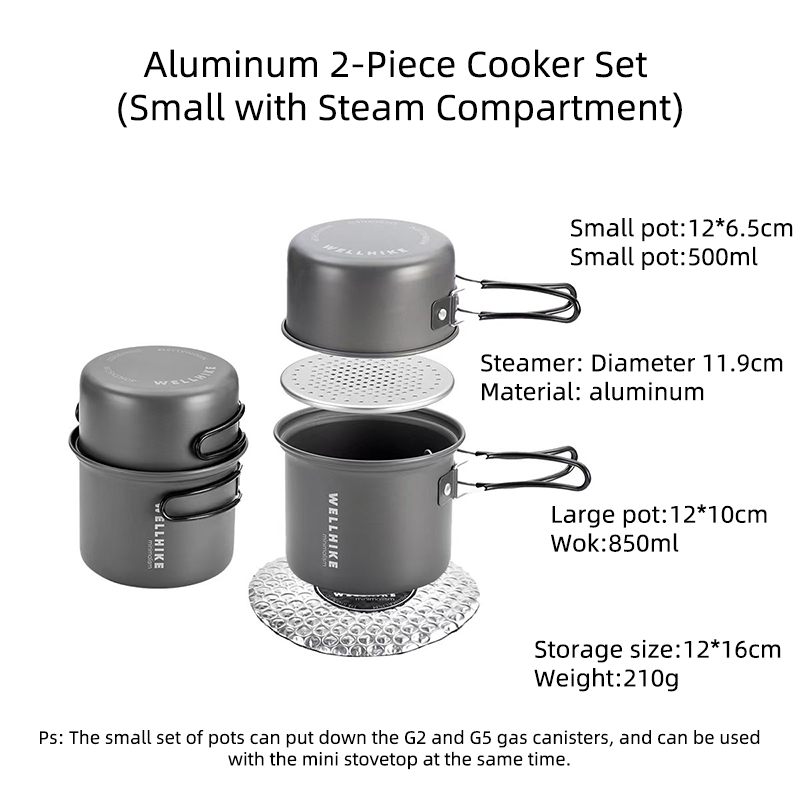 WELLHIKE Portable Ultralight Camping Set Pot 1 Person Foldable Backpack Cooking Set Outdoor Hiking Picnic Camping Tableware: RED