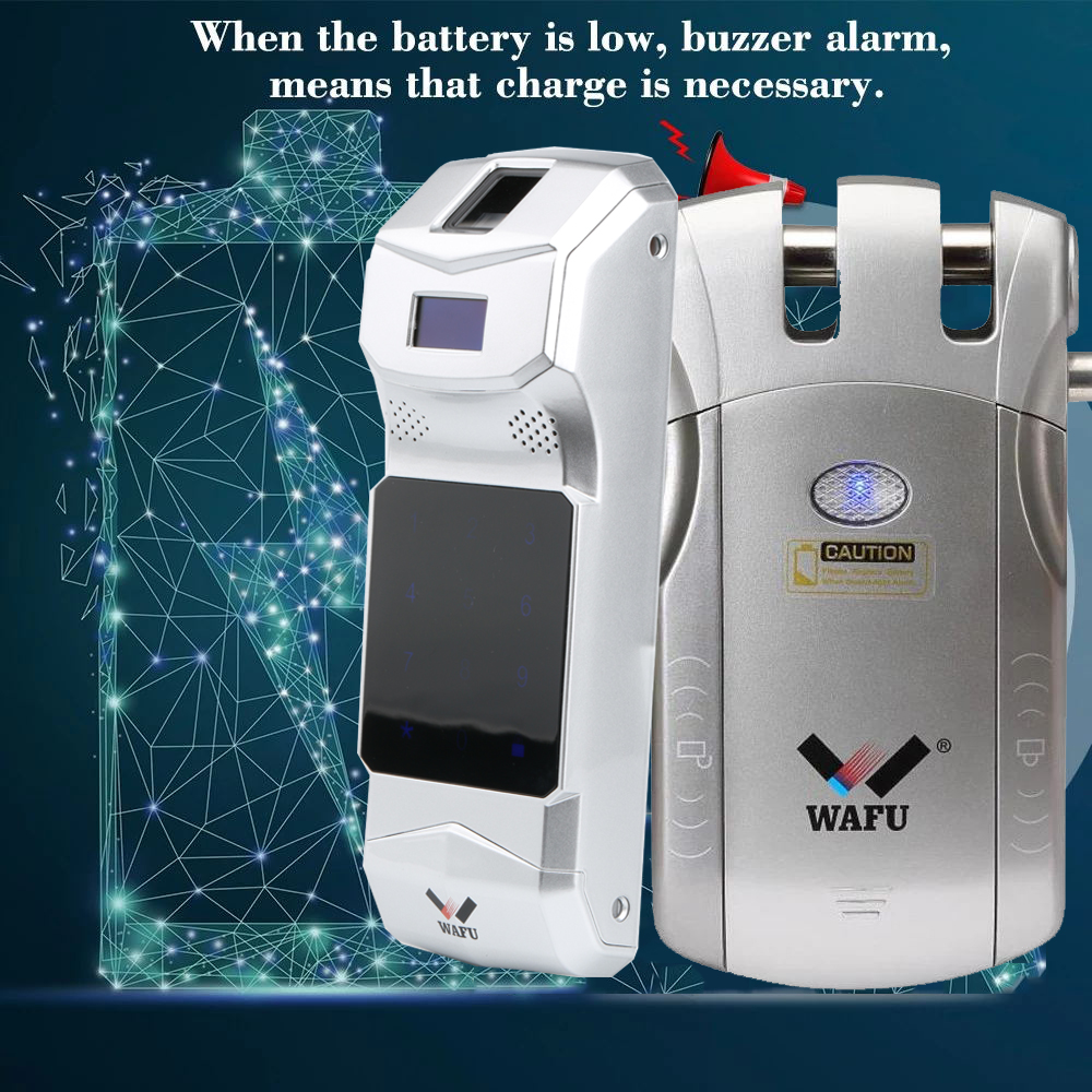 WAFU-cerradura inteligente con huella dactilar para puerta de entrada, dispositivo de cierre remoto Invisible, sin llave, antirrobo, con teclado y huella dactilar, WF-010B