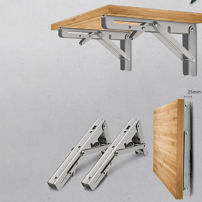 2pcs Folding Bracket For Shelf Table Desk Wall Mounted Support Collapsible Long Release Arm Space Savin Durable