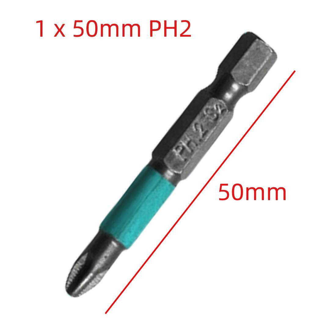 Magnetic Screwdriver Bit Set 10pc Anti Slip Electric Power Multi Tool Screwdriver Alloy Steel Screwdriver Accessories Hex Shank: 1 x 50mm PH2