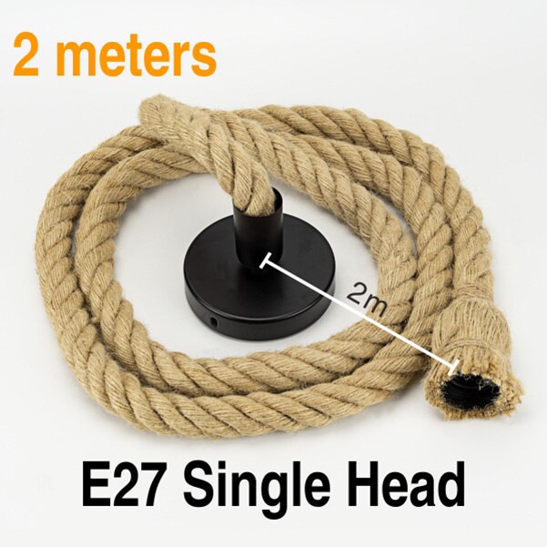 Retro Decorative Rope E27 Hanging Lamp Holder 1m 1.5m 2m Socket E27 Lamp Base Bulb Holder Chandelier Connector Adaptor Cable: 2m-Single Head