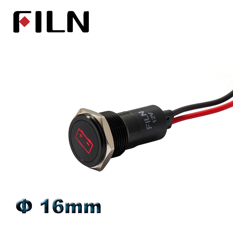 16mm LED metall anzeige licht Pilot lampe mit Auto Stiefel Armaturenbrett warnung Symbol 12v 24v 110v 220v verrotten grün anzeige lampe
