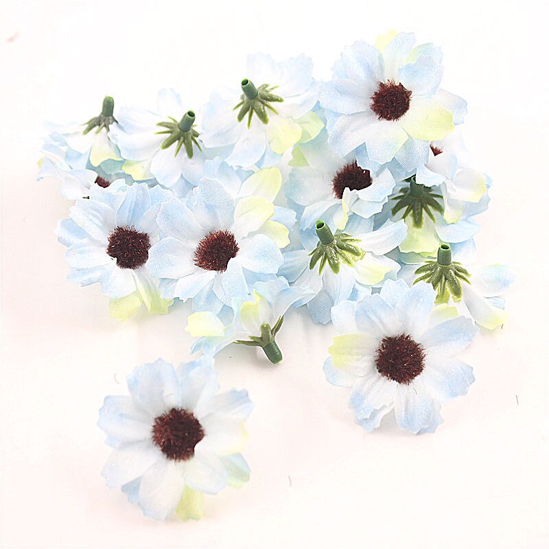 50 kpl/erä 4cm tekokukka päivänkakkarapäätä minisilkkikukkia teeseppeleeseen scrapbooking hääpuutarhan koristelu: 2 / 50 kpl