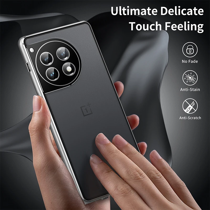 Para OnePlus 12 11 12R Funda de teléfono 360 ° Lente de marco de aleación de aluminio todo incluido One Plus 10 Pro Nord CE 5G HD Caja protectora