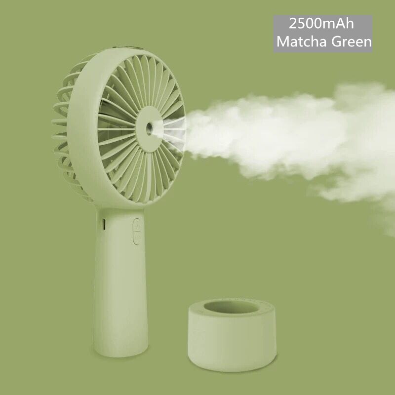 Draagbare waternevelventilator op batterijen, elektrisch, oplaadbaar via usb, draagbare mini-ventilator, koel-airconditioner, luchtbevochtiger voor buiten.: Groente