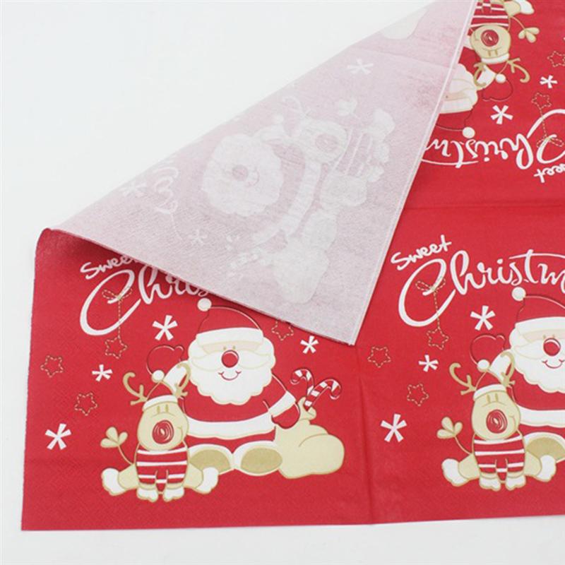 20 Stuks Gedrukt Kerst Servetten Wegwerp Kerstman Xmas Elk Papieren Handdoek Papieren Tissue Voor Volwassenen Kinderen Christmas Party