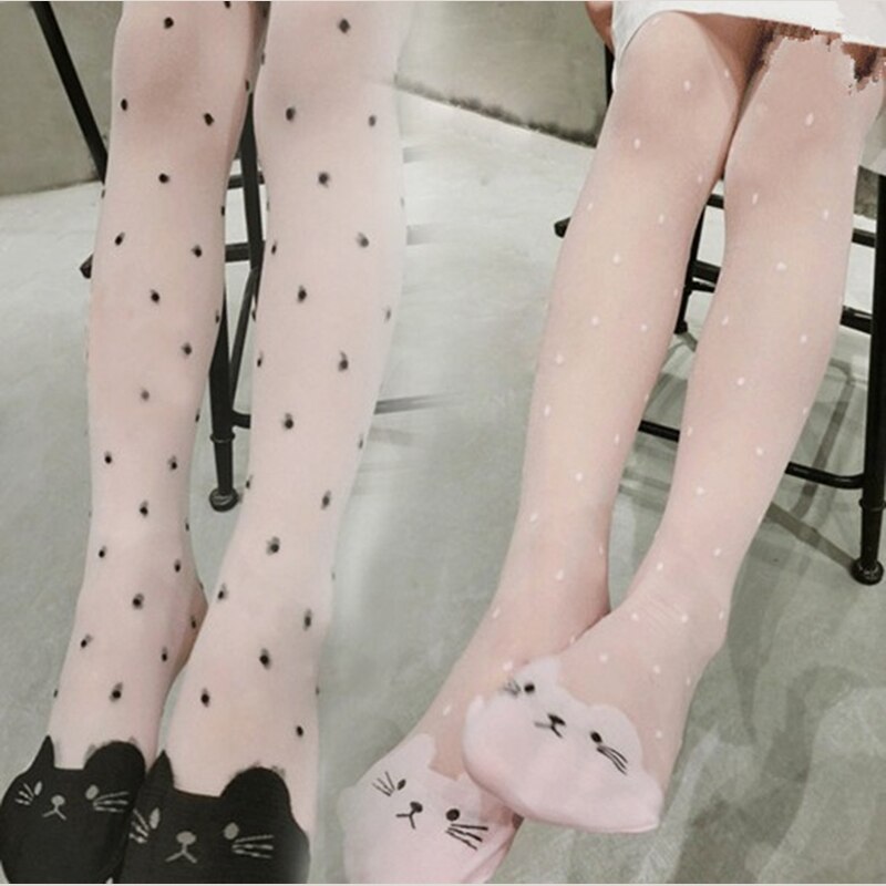 Summer thin stockings transparent leggings thin silk children's pantyhose candy color girls dance socks kitten