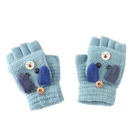 Winter Weihnachten Kinder Warme Handschuhe Grundschule Kaschmir Stricken Wolle Flip Halb Finger Handschuhe Cartoon Fäustlinge Für Jungen Mädchen 6-12Y