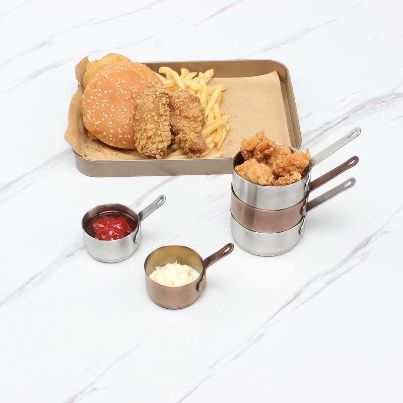 304 stainless steel sauce bowl steak sauce pot Korean teppanyaki black pepper bucket mini juice with handle