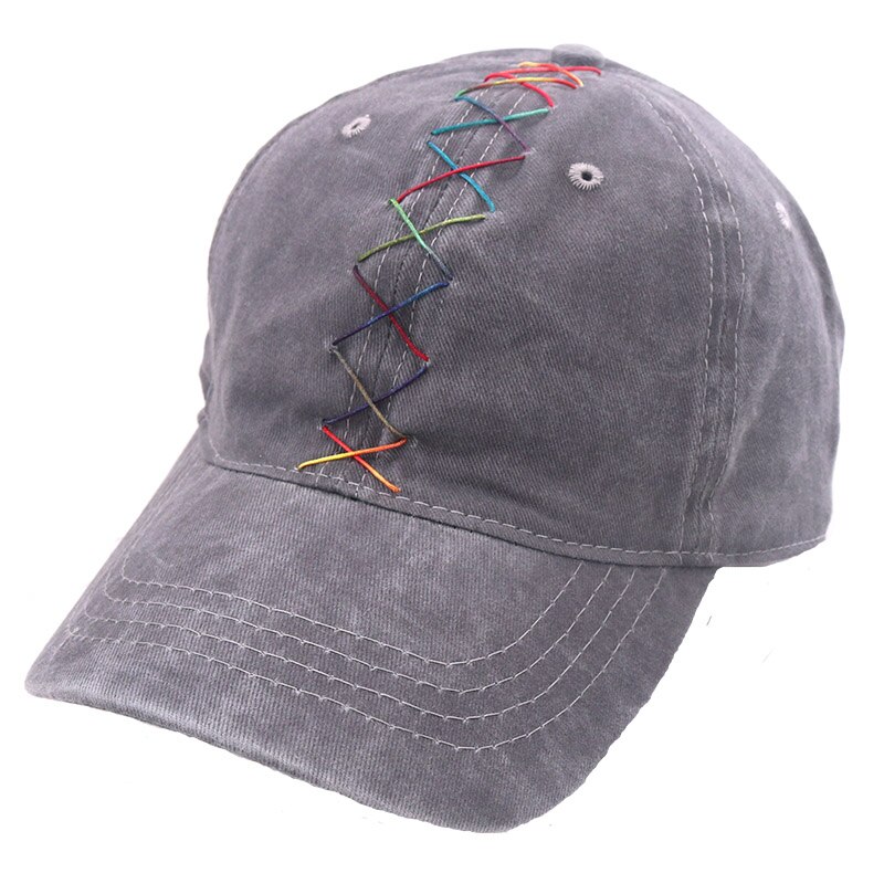 Rento monivärinen nauha puuvilla baseball lippalakit naisille tytöille miesten kesä säädettävä hip hop lippis denim snapback lippikset: Harmaa