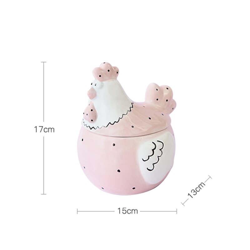 Cute Garden Chicken Storage Jar Cartoon Pink Storage Ornaments Ceramic Living Room Home Decoration Jar Kitchen Storage: Default Title