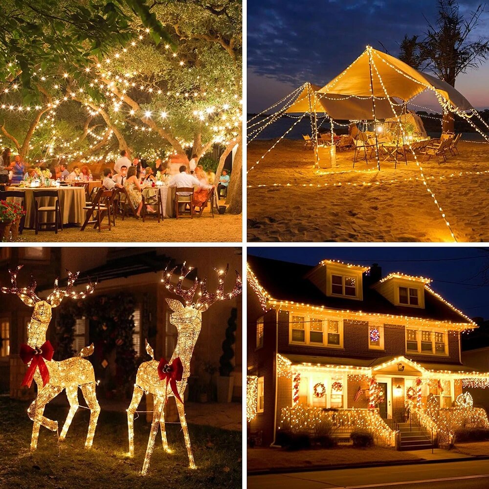 Solar-Lichterkette für den Außenbereich, wasserdicht, Solar-Lichterkette, 8 Modi, Solar-Weihnachtsbeleuchtung für Garten, Terrasse, Hochzeitsdekorationen