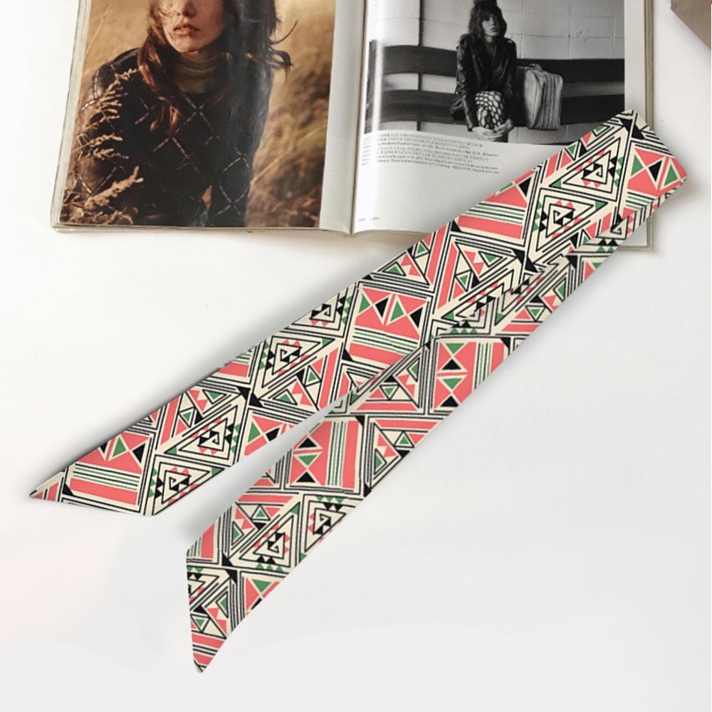 95cm*5cm Women Small Silk Long Scarf Irregular Printed Twill Skinny Scarves Hand Bag Ribbons Cloth Accessories: J