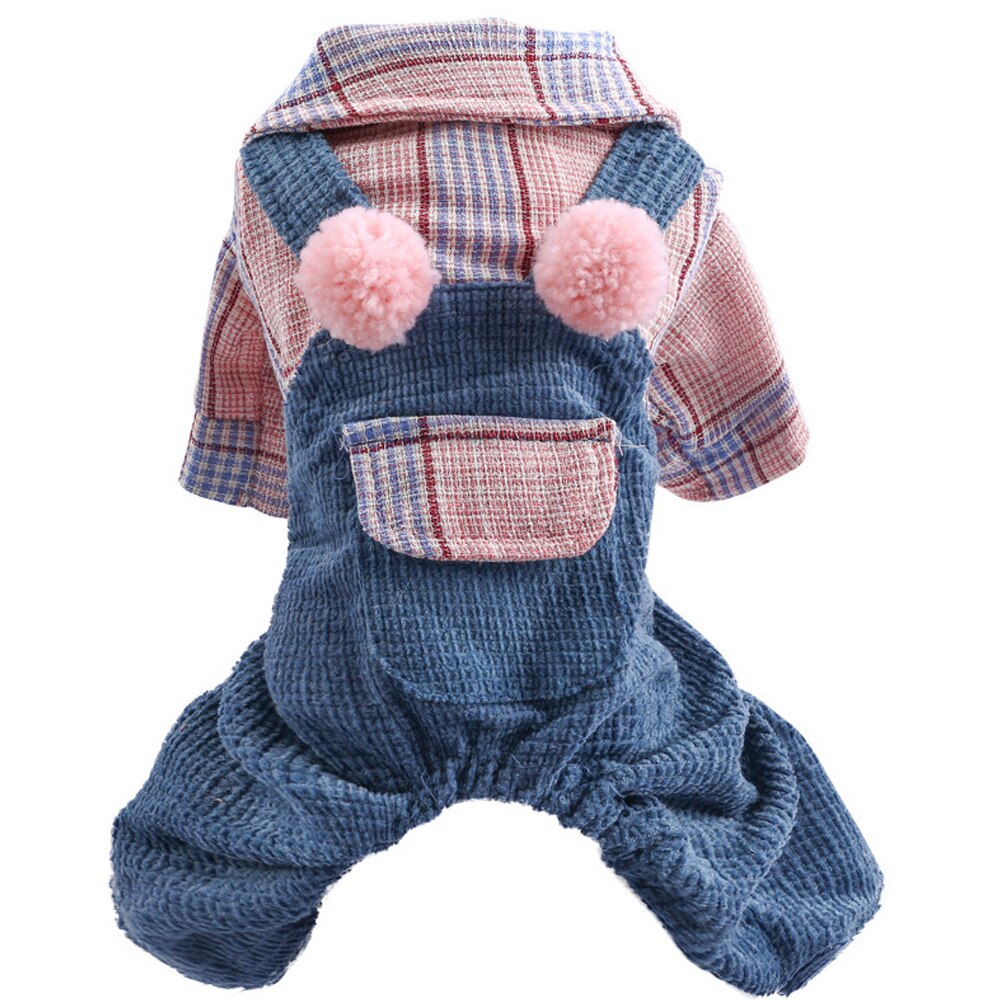 Ruudullinen haalari koiralle talvihaalarit vaatteet pienelle koirakissalle chihuahua pomeranian lemmikki takki puku koirille york teddy bichon: Vaaleanpunainen / L