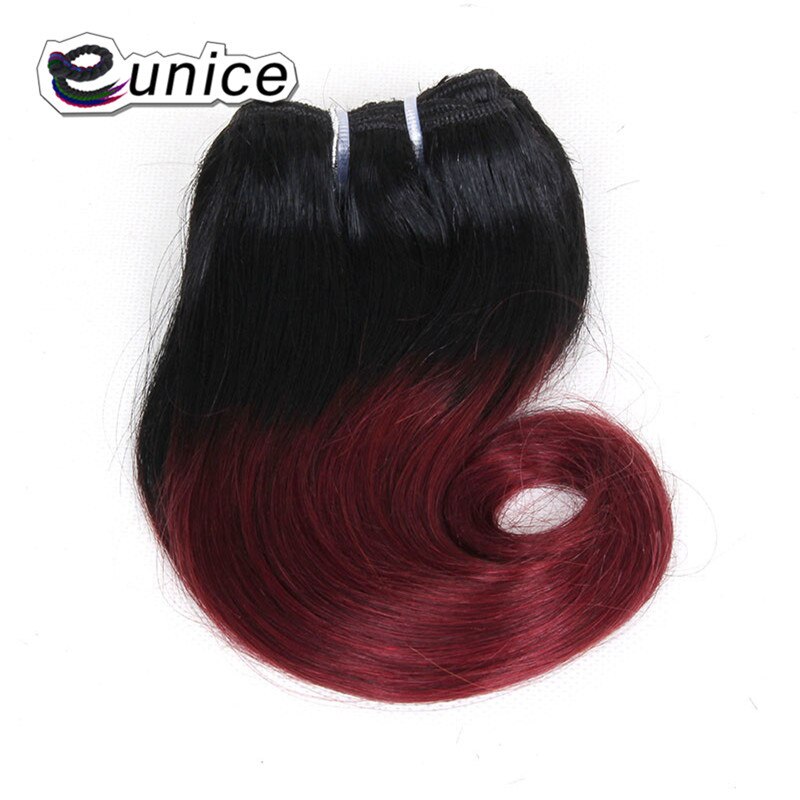 Tissage synthétique Body Wave court ombré-Eunice | Mèches de cheveux, 8 pouces 100g 12 couleurs, 4 pièces/lot
