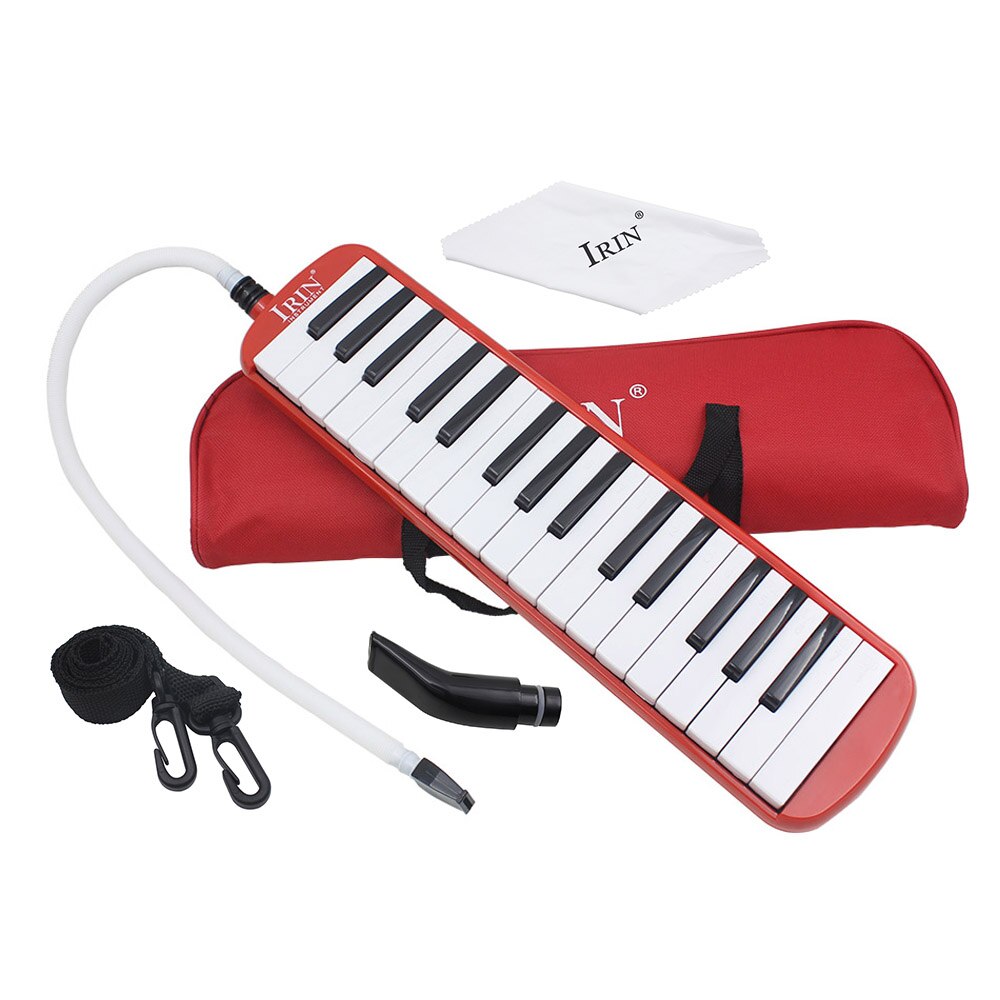 32 pianotangenter melodica musikpedagogiskt instrument för nybörjare barn barn med bärväska: Röd