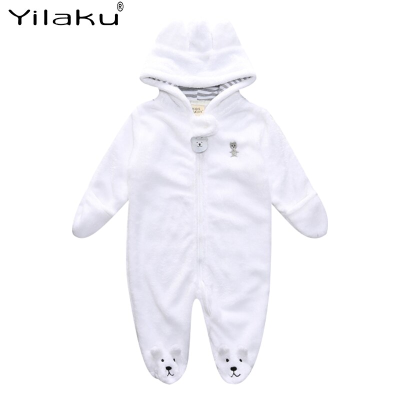 Yilaku Baby Kleding Herfst Hooded Baby Meisje Romper Wrap Voet Peuter Jongens Jumpsuit Beer Cartoon Kids Baby Unisex Een-stuk YY065: white- / 9