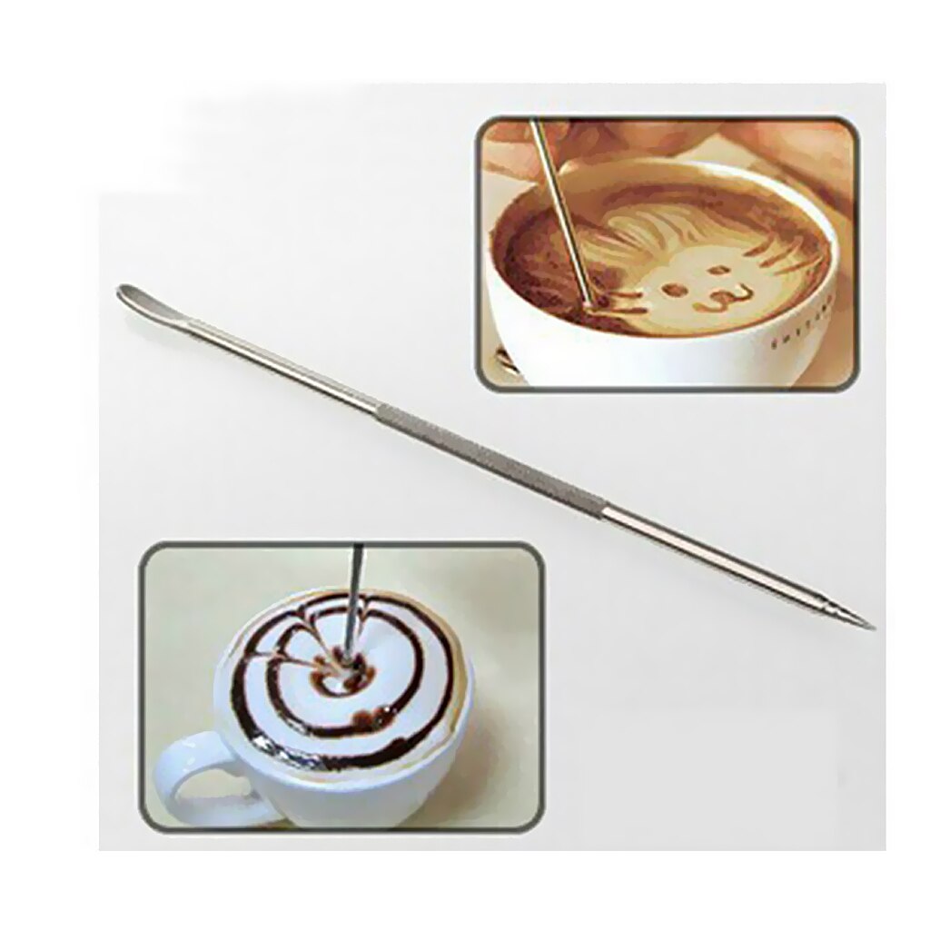 Coffee Latte Foam Art Pen Tool Needle Spatula Stainless Steel Barista Tool for Barista Coffee Maker DIY Supplies