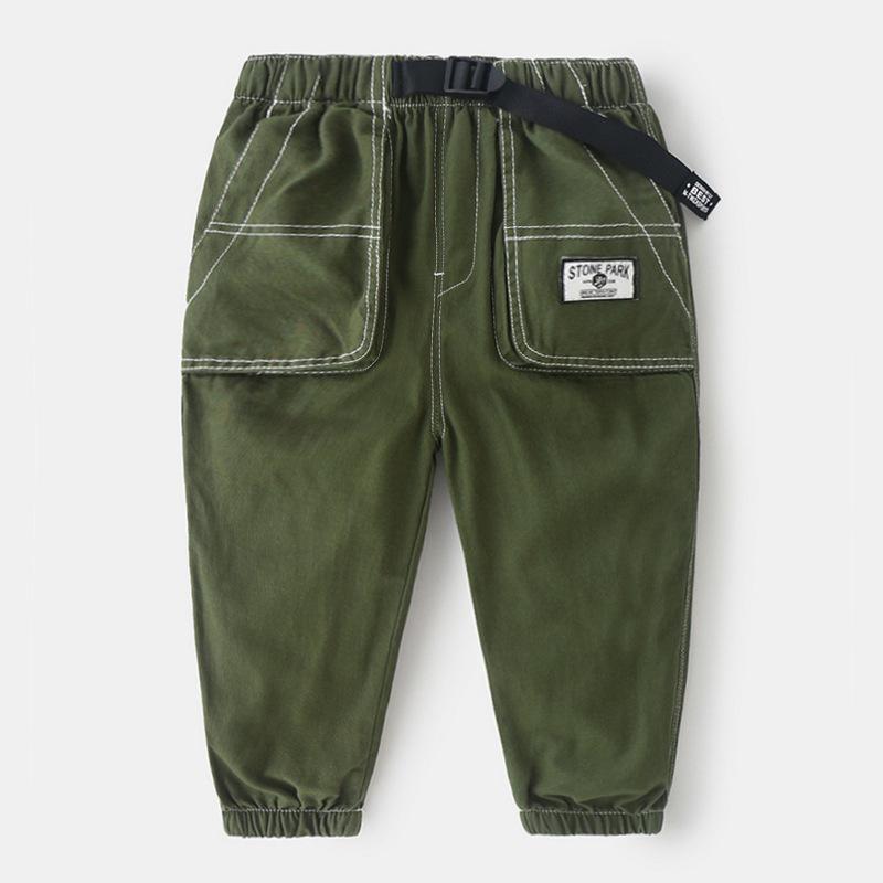 Automne bébé garçon pantalon taille élastique pantalon pour garçons pantalons de survêtement coton pantalons longs pantalons décontractés garçons Joggers: Green / 24M