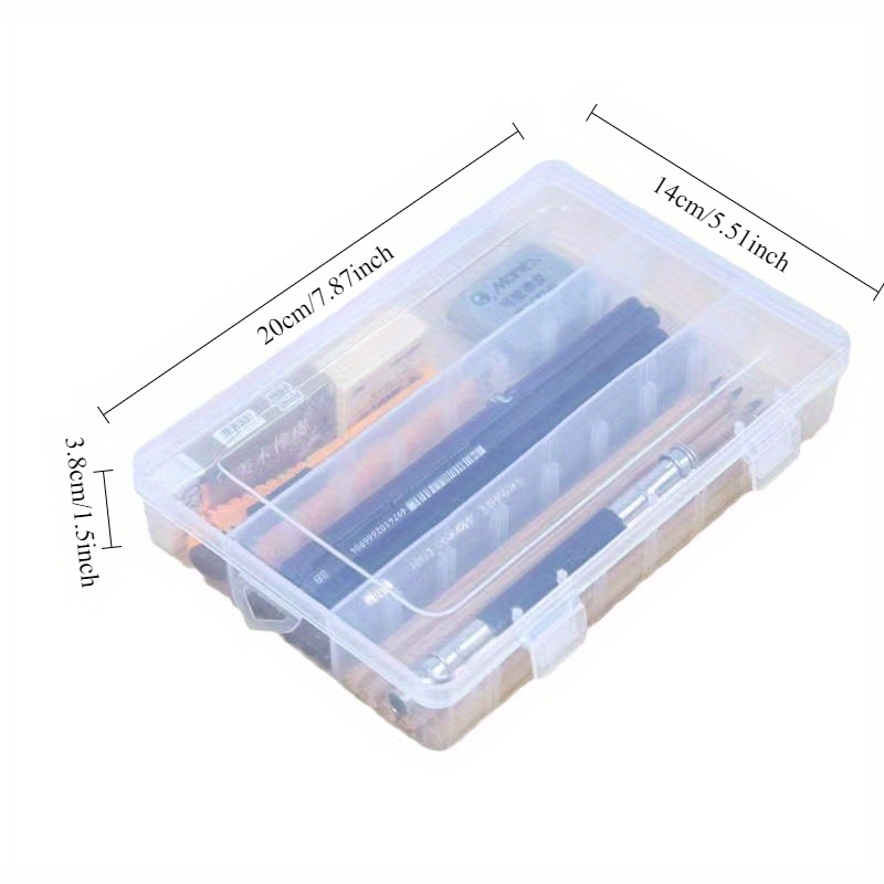 Large 1pc Clear Lightweight PP Storage Boxes with Lids - School Supplies Organizer - Pens, Pencils